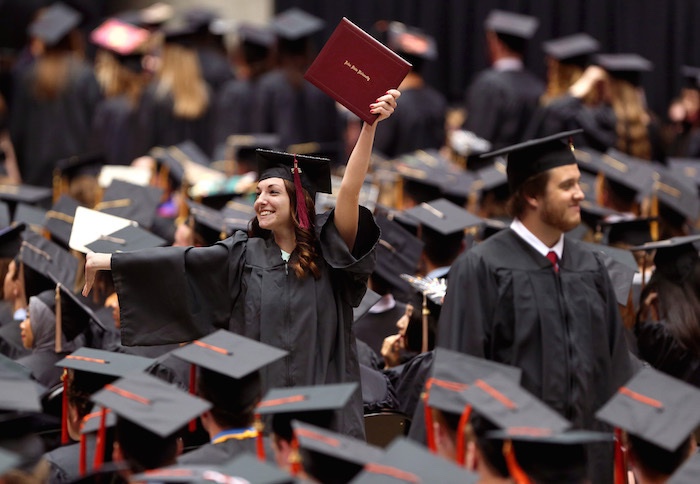 students at commencement